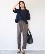 FOLHD66160 MK MICHEL KLEIN(MK ミッシェルクラン) [瞬美シリーズ/UVカット/接触冷感/速乾/洗える]梨地ジョーゼット テーパードパンツ ブラウン
