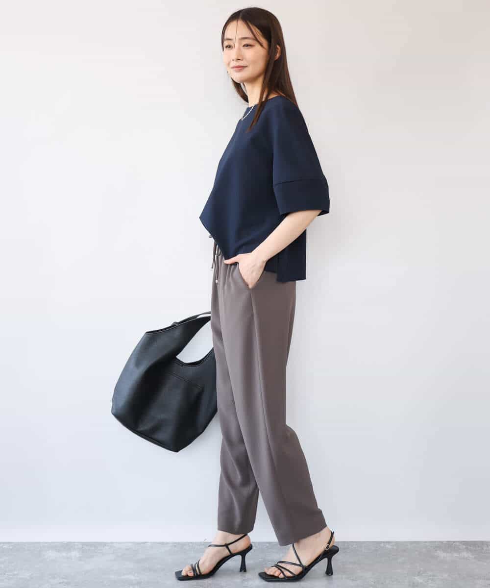 FOLHD66160 MK MICHEL KLEIN(MK ミッシェルクラン) [瞬美シリーズ/UVカット/接触冷感/速乾/洗える]梨地ジョーゼット テーパードパンツ ブラウン
