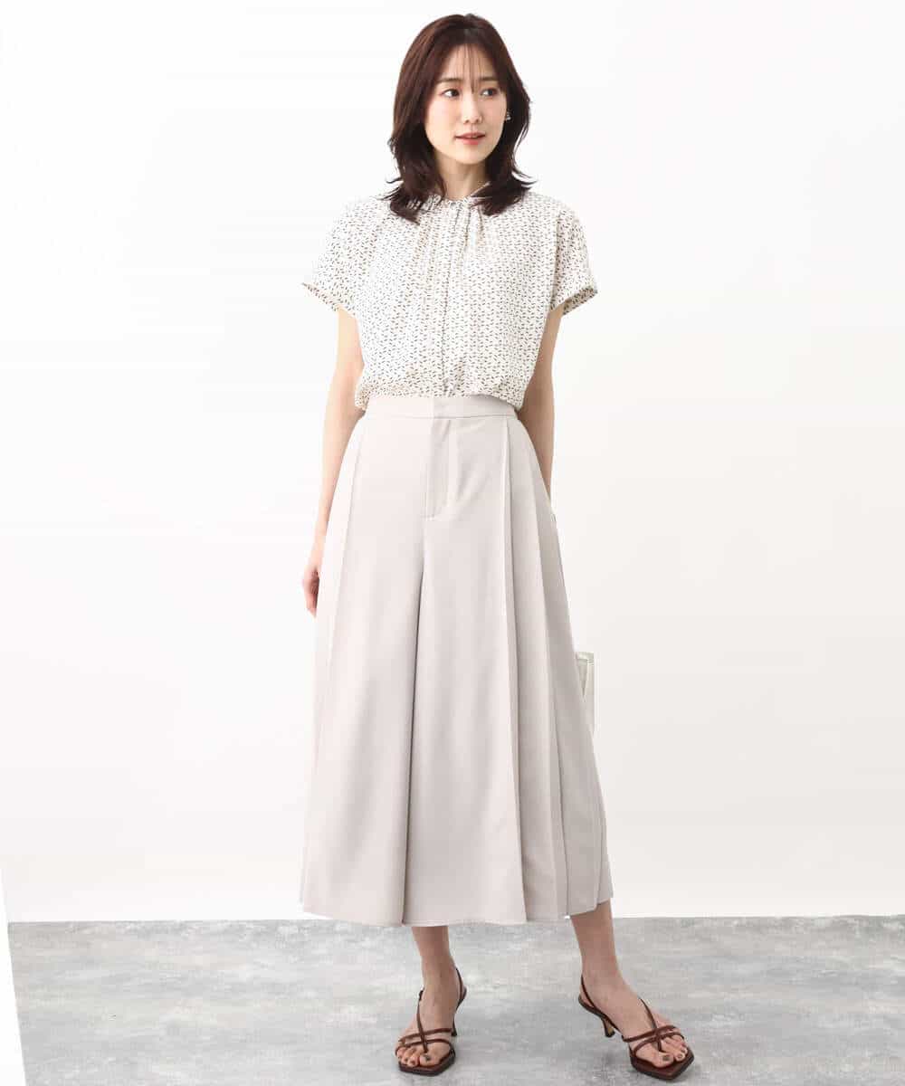 FOLHV64160 MK MICHEL KLEIN(MK ミッシェルクラン) サイドプリーツガウチョパンツ/洗える ダークグレー