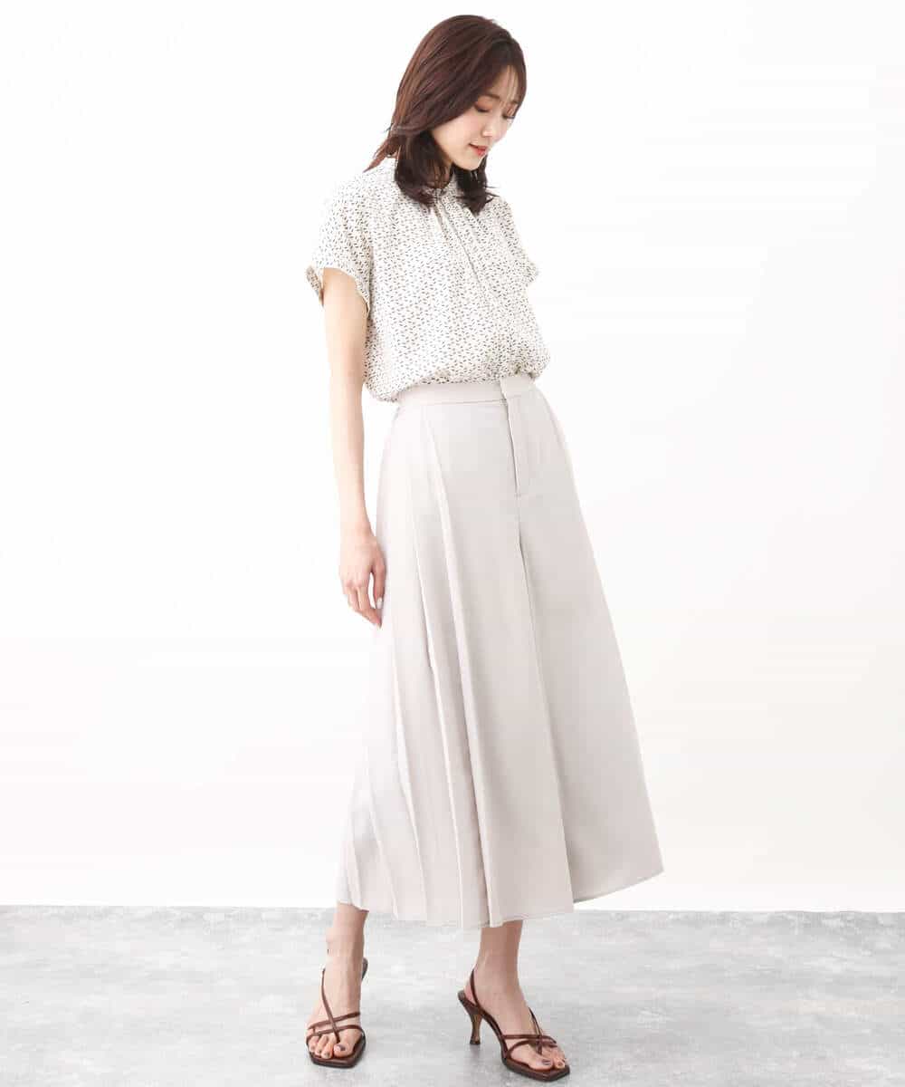 FOLHV64160 MK MICHEL KLEIN(MK ミッシェルクラン) サイドプリーツガウチョパンツ/洗える ダークグレー