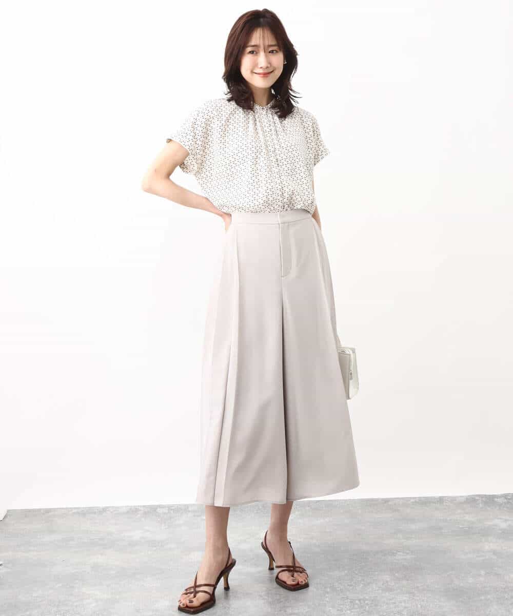 FOLHV64160 MK MICHEL KLEIN(MK ミッシェルクラン) サイドプリーツガウチョパンツ/洗える ダークグレー