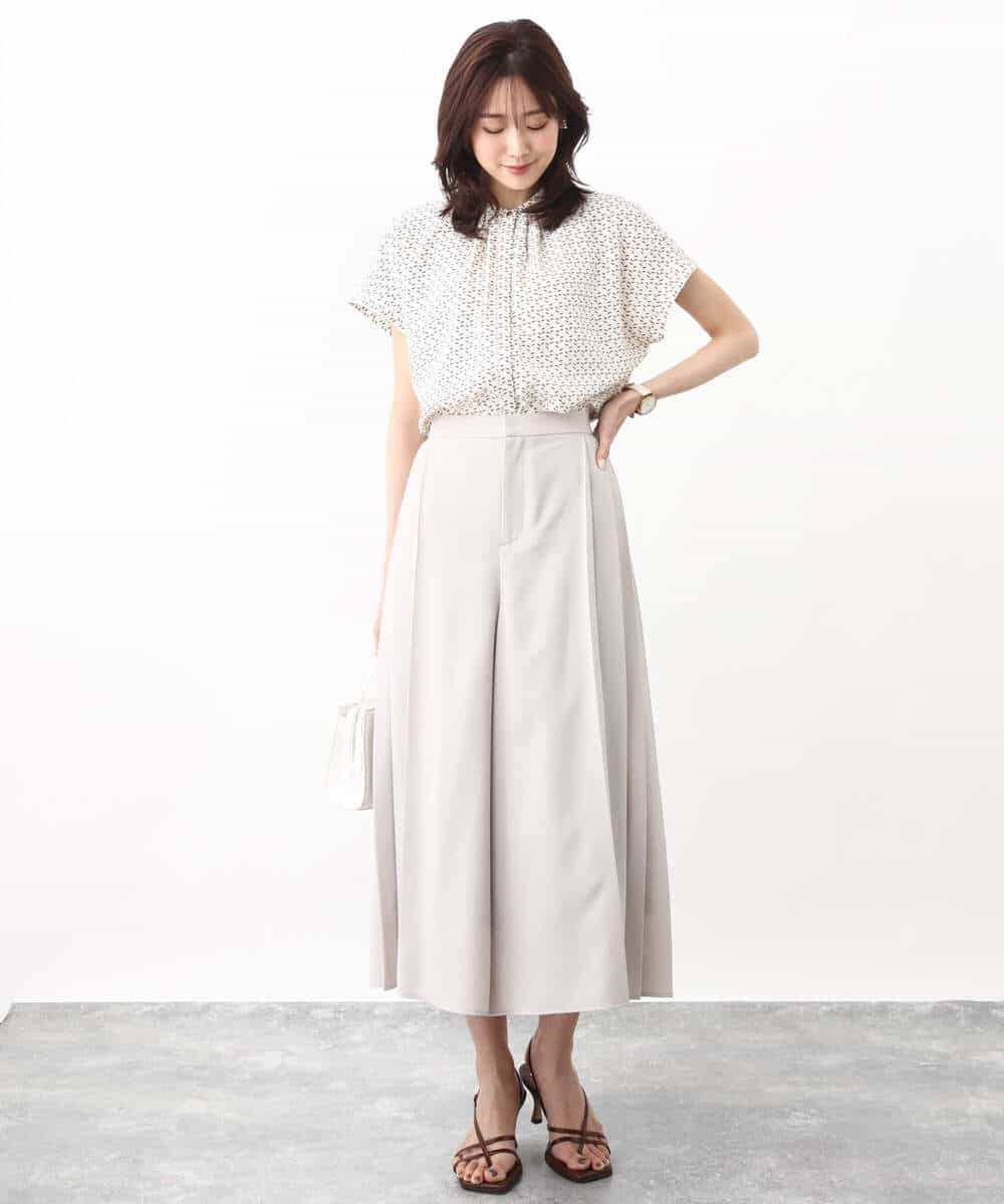 FOLHV64160 MK MICHEL KLEIN(MK ミッシェルクラン) サイドプリーツガウチョパンツ/洗える ダークグレー