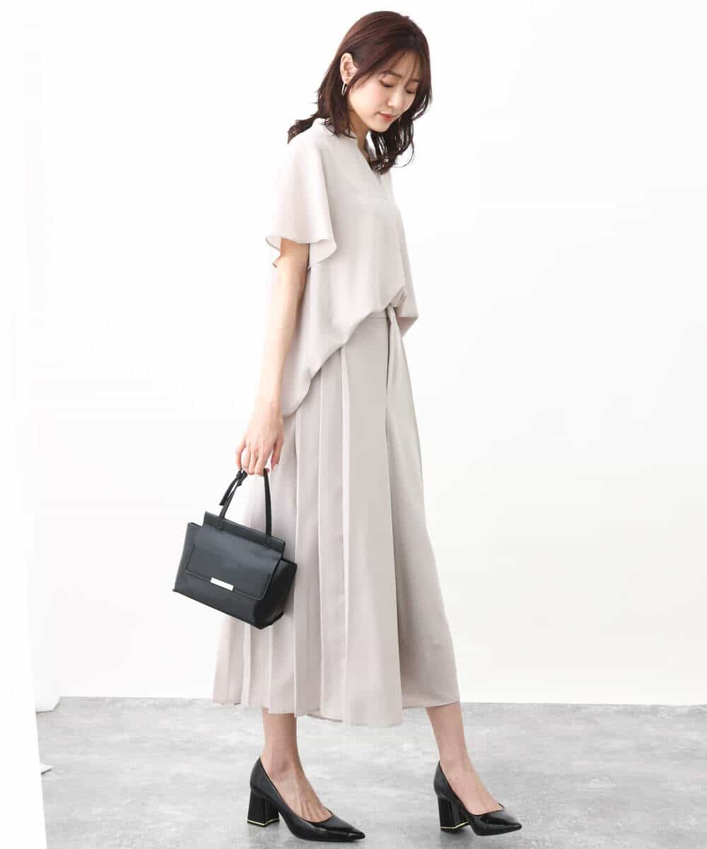 FOLHV64160 MK MICHEL KLEIN(MK ミッシェルクラン) サイドプリーツガウチョパンツ/洗える ダークグレー