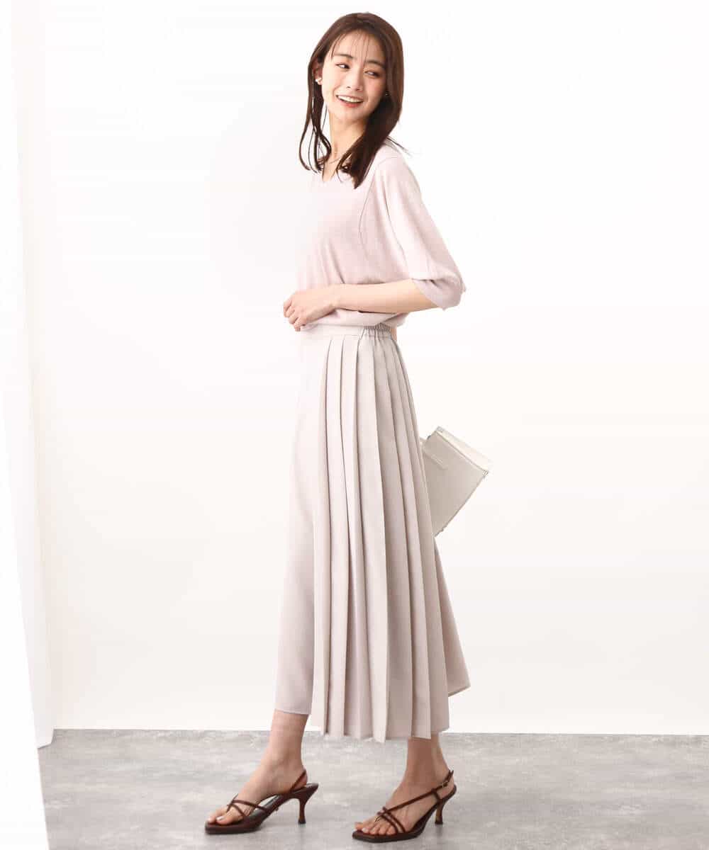FOLHV64160 MK MICHEL KLEIN(MK ミッシェルクラン) サイドプリーツガウチョパンツ/洗える ダークグレー