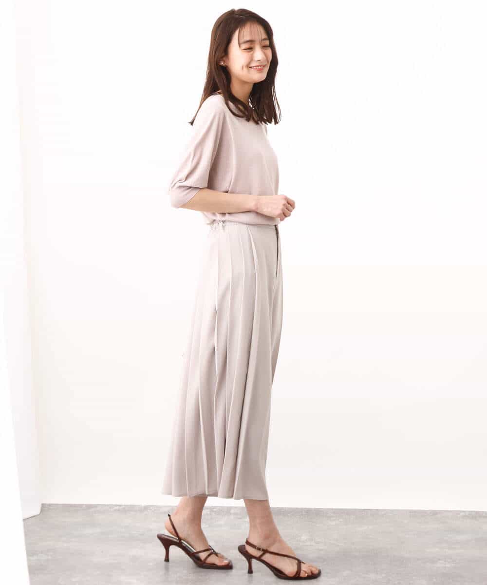 FOLHV64160 MK MICHEL KLEIN(MK ミッシェルクラン) サイドプリーツガウチョパンツ/洗える ダークグレー