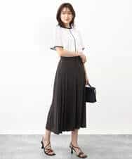 FOLHV64160 MK MICHEL KLEIN(MK ミッシェルクラン) サイドプリーツガウチョパンツ/洗える ダークグレー