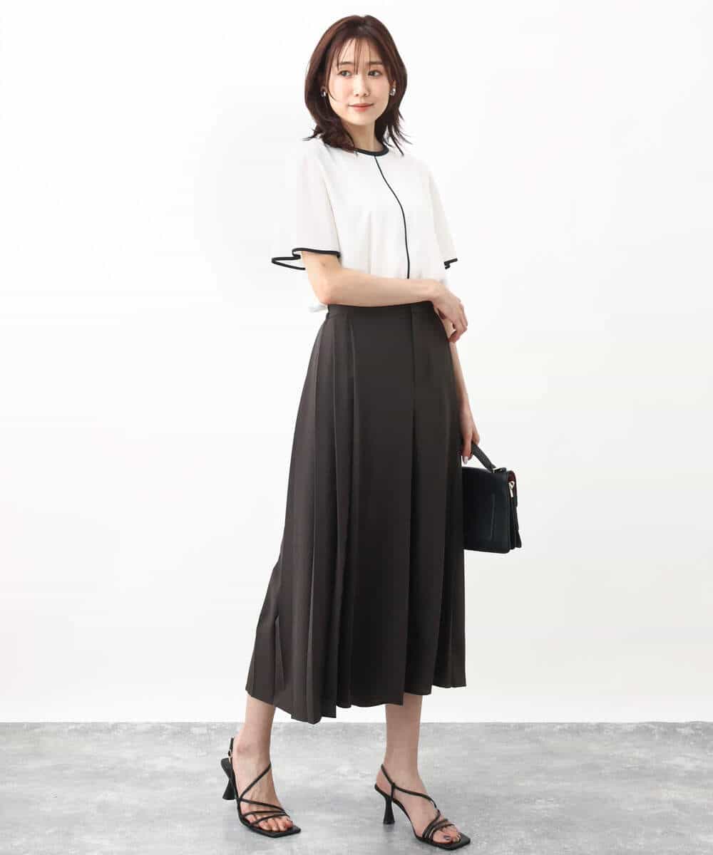 FOLHV64160 MK MICHEL KLEIN(MK ミッシェルクラン) サイドプリーツガウチョパンツ/洗える ダークグレー