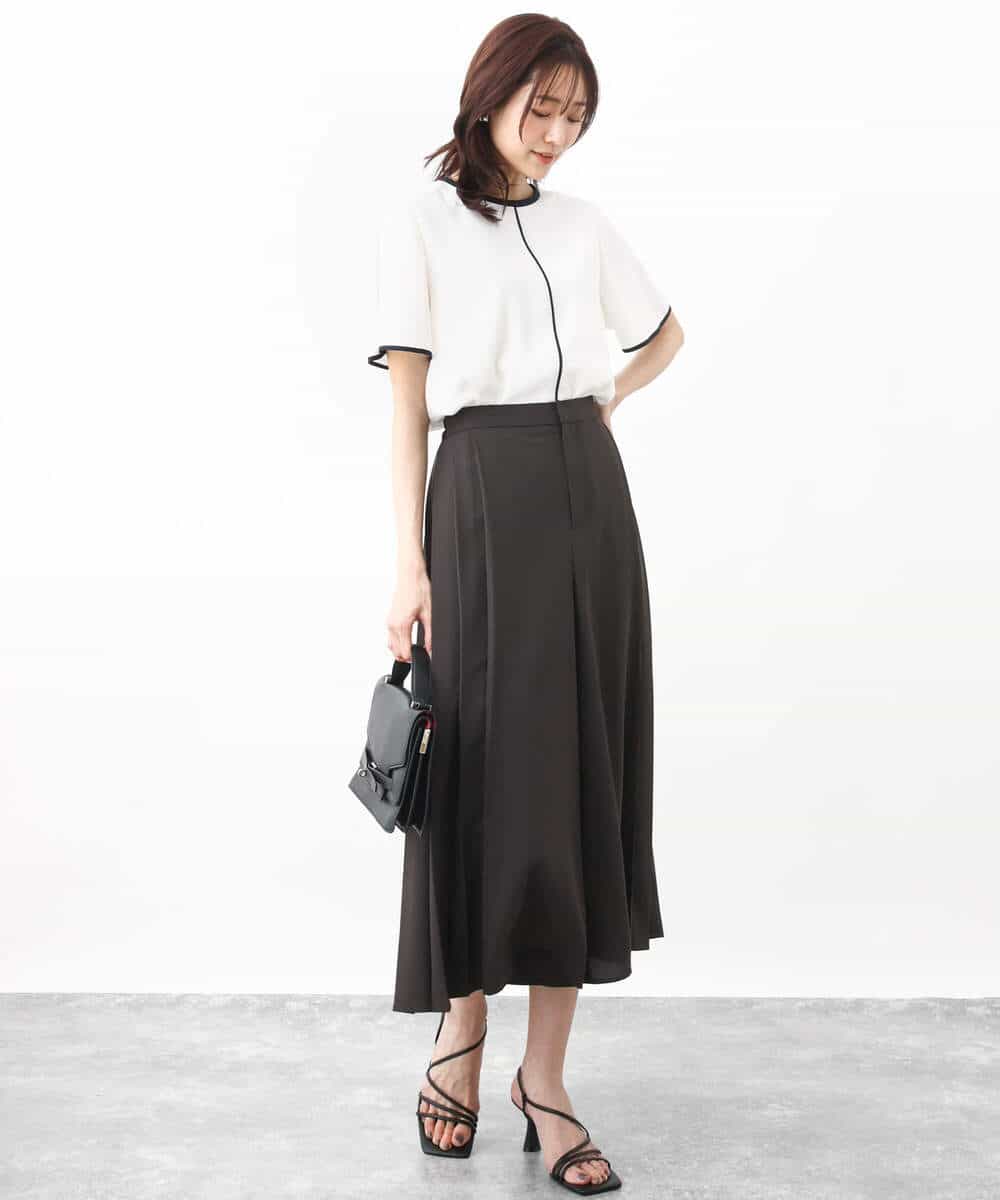 FOLHV64160 MK MICHEL KLEIN(MK ミッシェルクラン) サイドプリーツガウチョパンツ/洗える ダークグレー