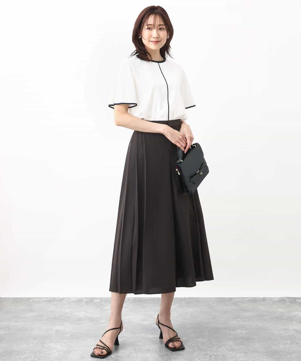 FOLHV64160 MK MICHEL KLEIN(MK ミッシェルクラン) サイドプリーツガウチョパンツ/洗える ダークグレー