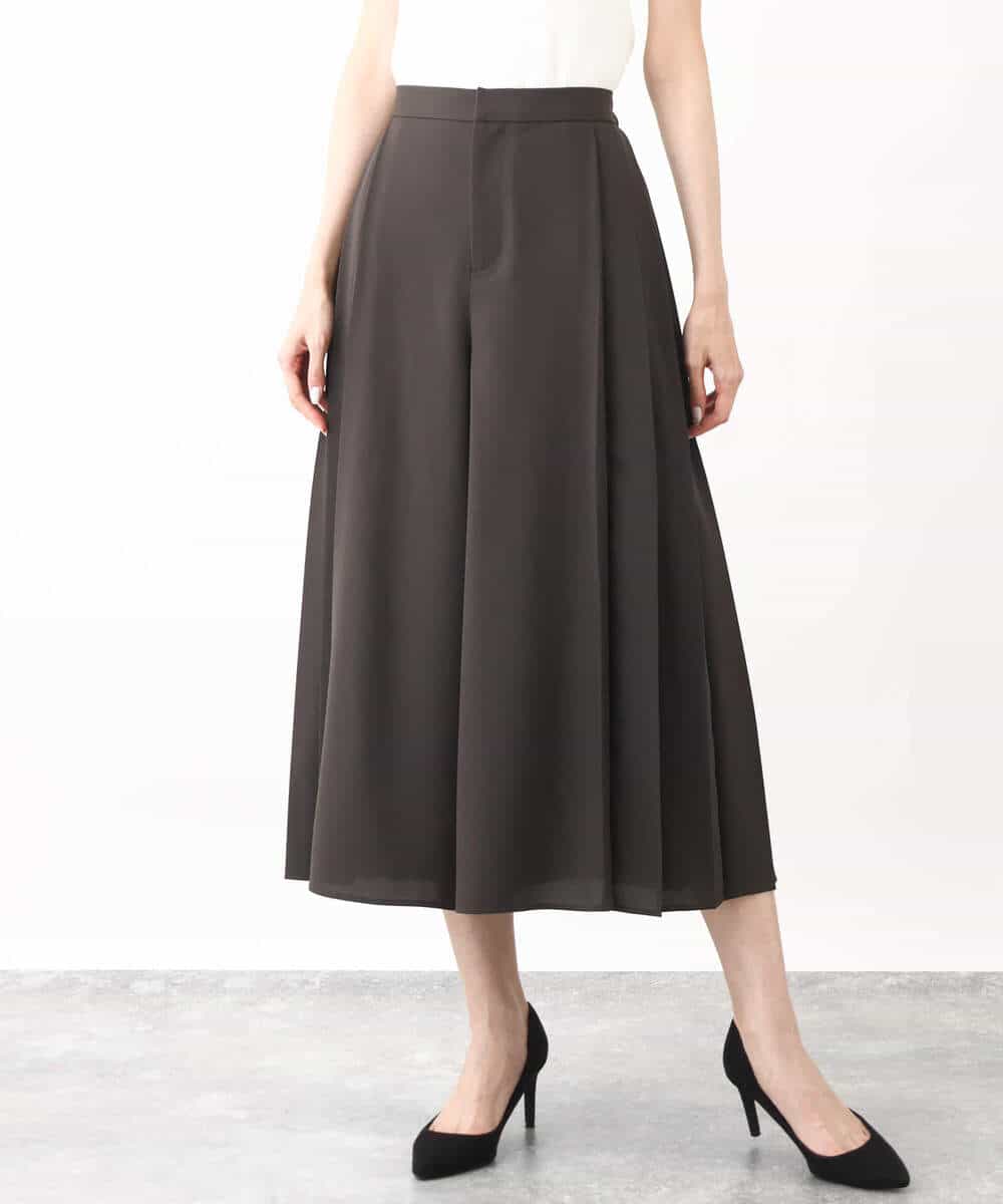 FOLHV64160 MK MICHEL KLEIN(MK ミッシェルクラン) サイドプリーツガウチョパンツ/洗える ダークグレー
