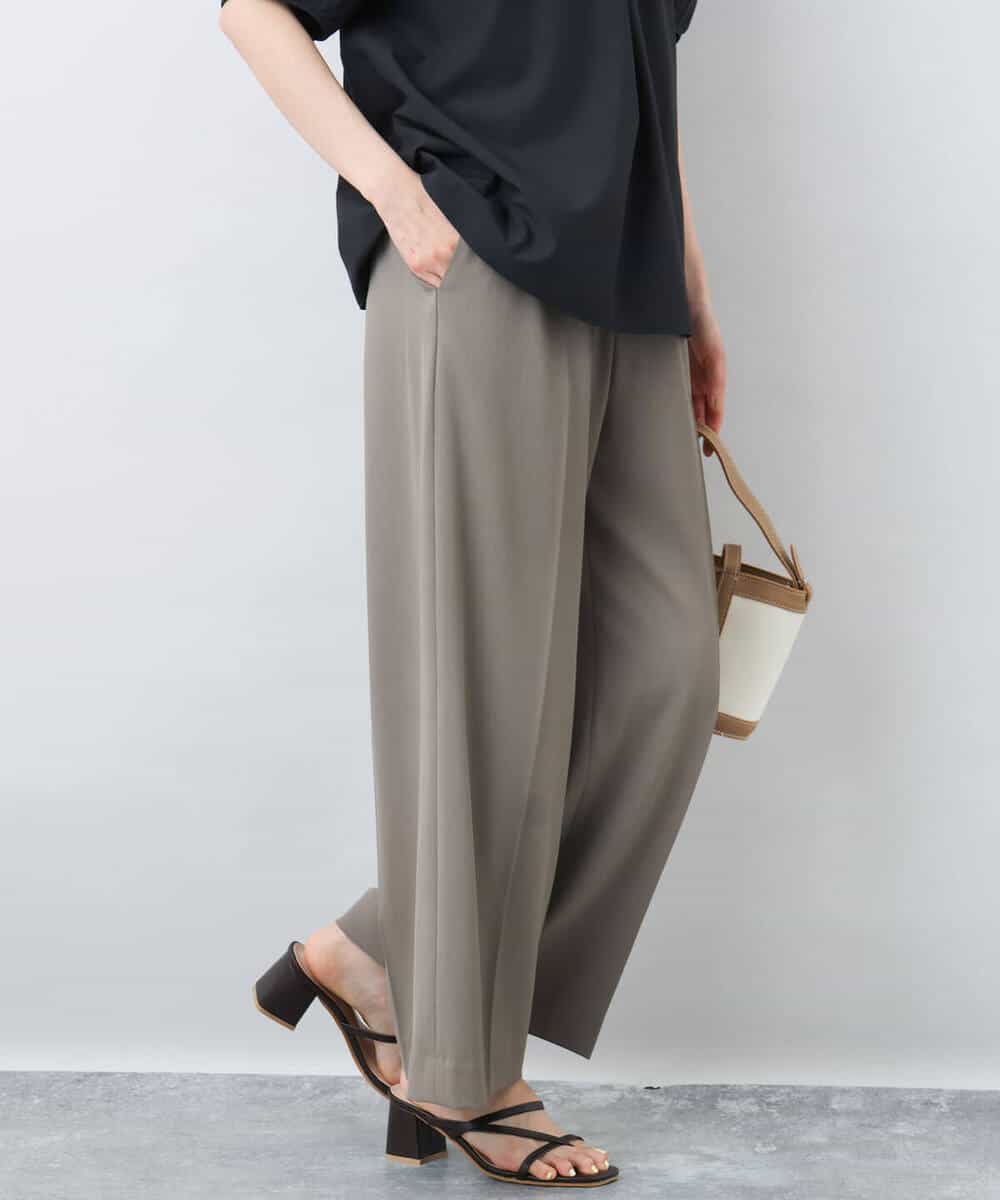 FOLJA75160 MK MICHEL KLEIN(MK ミッシェルクラン) センタープレス入りストレートワイドパンツ/UVカット/接触冷感/速乾/洗える ライトグレー