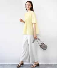 FOLJA75160 MK MICHEL KLEIN(MK ミッシェルクラン) センタープレス入りストレートワイドパンツ/UVカット/接触冷感/速乾/洗える ライトグレー