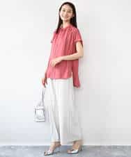 FOLJA75160 MK MICHEL KLEIN(MK ミッシェルクラン) センタープレス入りストレートワイドパンツ/UVカット/接触冷感/速乾/洗える ライトグレー