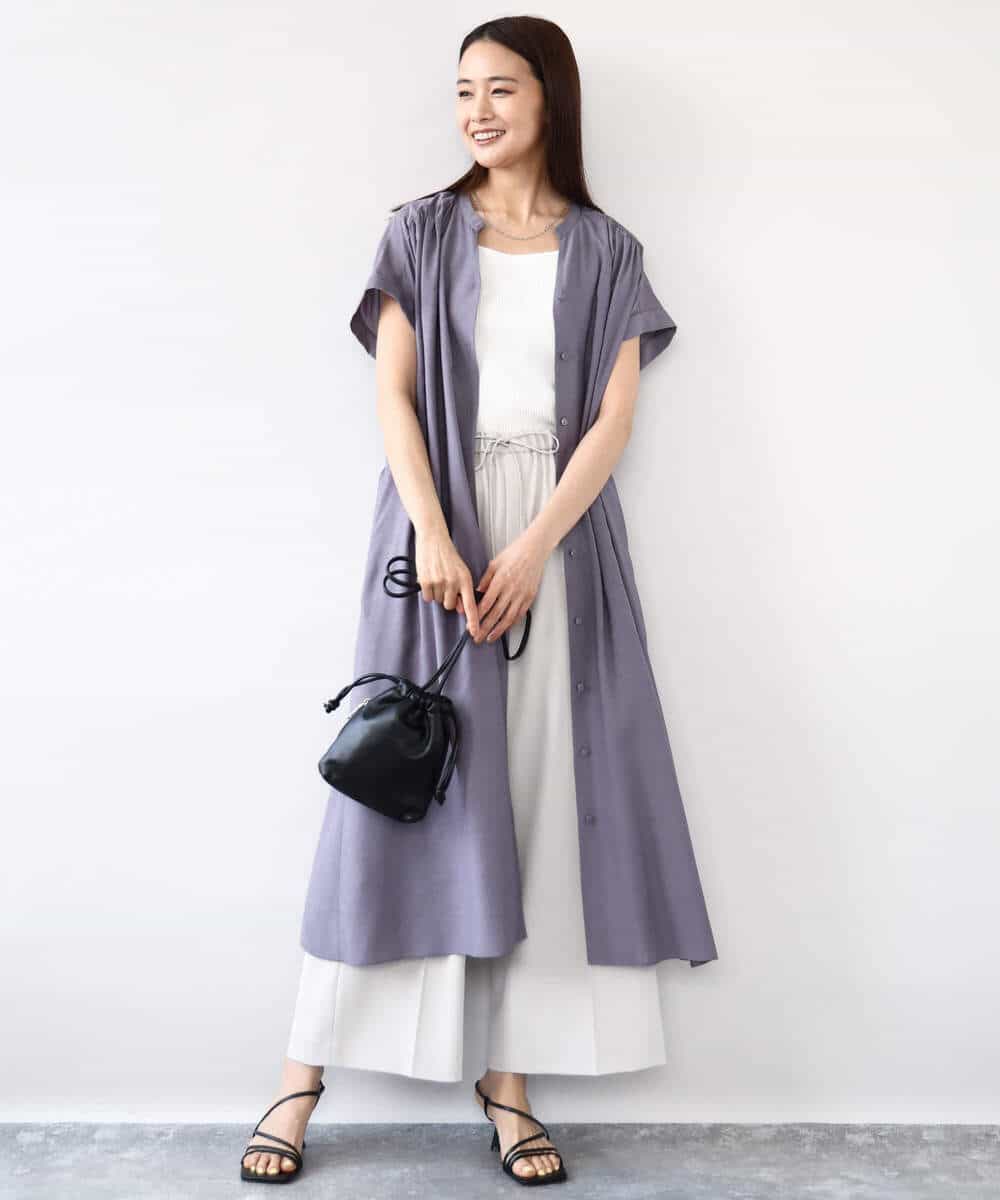 FOLJA75160 MK MICHEL KLEIN(MK ミッシェルクラン) センタープレス入りストレートワイドパンツ/UVカット/接触冷感/速乾/洗える ライトグレー
