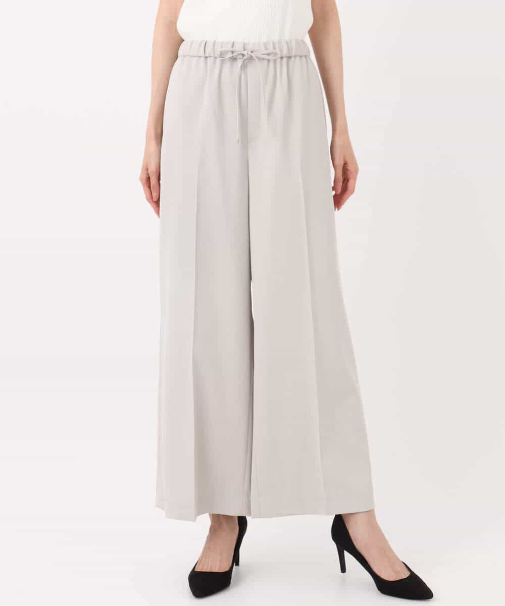 FOLJA75160 MK MICHEL KLEIN(MK ミッシェルクラン) センタープレス入りストレートワイドパンツ/UVカット/接触冷感/速乾/洗える ライトグレー