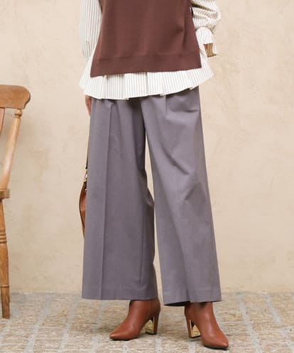 FOLJD45160 MK MICHEL KLEIN [洗える/イージーケア/抗ピリング/ナチュラルストレッチ]ストレートワイドシルエットパンツ（無地）