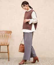 FOLJD45160 MK MICHEL KLEIN(MK ミッシェルクラン) [洗える/イージーケア/抗ピリング/ナチュラルストレッチ]ストレートワイドシルエットパンツ（無地） ブラック