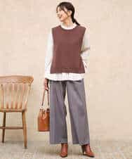 FOLJD45160 MK MICHEL KLEIN(MK ミッシェルクラン) [洗える/イージーケア/抗ピリング/ナチュラルストレッチ]ストレートワイドシルエットパンツ（無地） ブラック