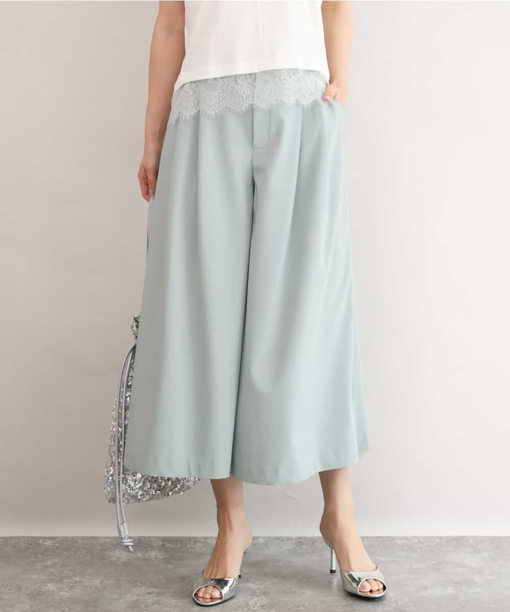 FOLJD76170 MK MICHEL KLEIN(MK ミッシェルクラン) [瞬美シリーズ/UVカット/接触冷感/速乾/洗える]トリコット ワイドクロップドパンツ ミントグリーン