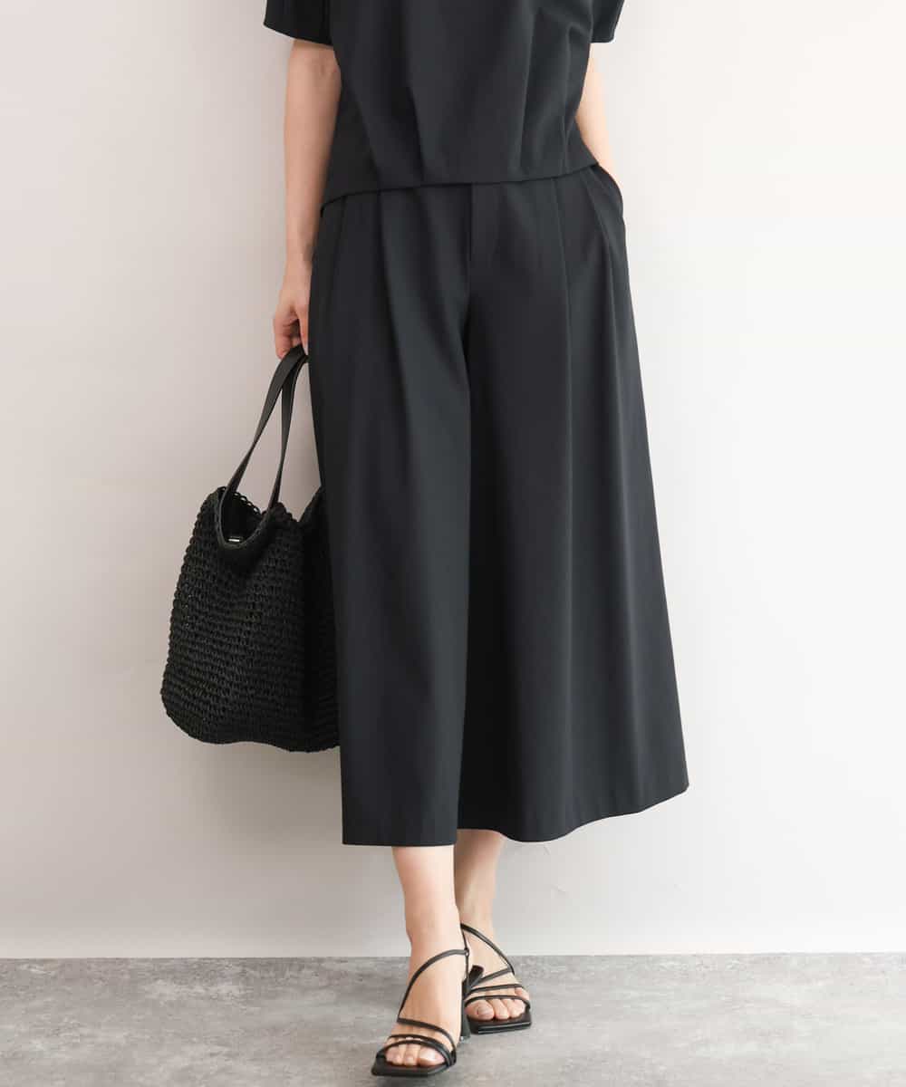 FOLJD76170 MK MICHEL KLEIN(MK ミッシェルクラン) [瞬美シリーズ/UVカット/接触冷感/速乾/洗える]トリコット ワイドクロップドパンツ ブラック