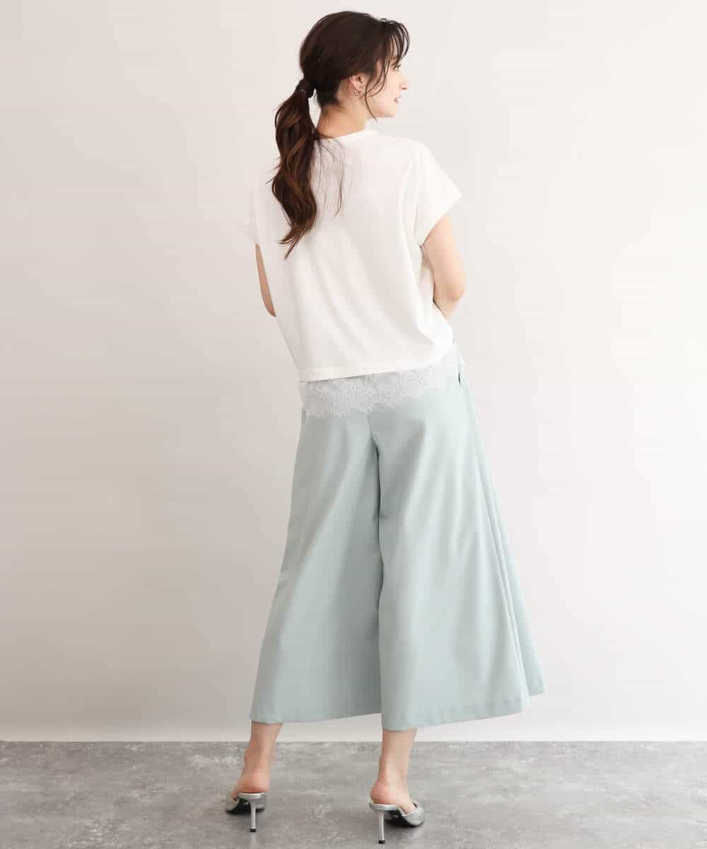 FOLJD76170 MK MICHEL KLEIN(MK ミッシェルクラン) [瞬美シリーズ/UVカット/接触冷感/速乾/洗える]トリコット ワイドクロップドパンツ ブラック
