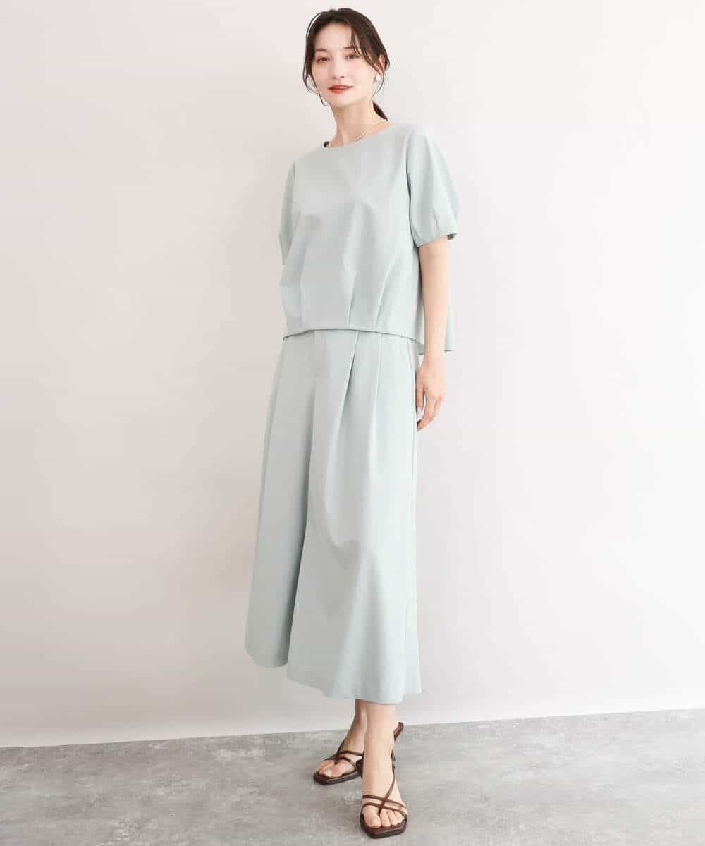 FOLJD76170 MK MICHEL KLEIN(MK ミッシェルクラン) [瞬美シリーズ/UVカット/接触冷感/速乾/洗える]トリコット ワイドクロップドパンツ ブラック