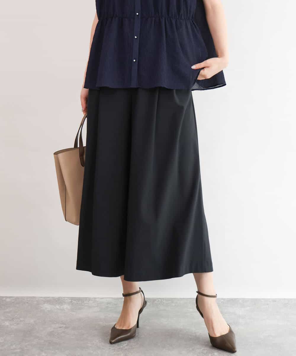 FOLJD76170 MK MICHEL KLEIN(MK ミッシェルクラン) [瞬美シリーズ/UVカット/接触冷感/速乾/洗える]トリコット ワイドクロップドパンツ ブラック