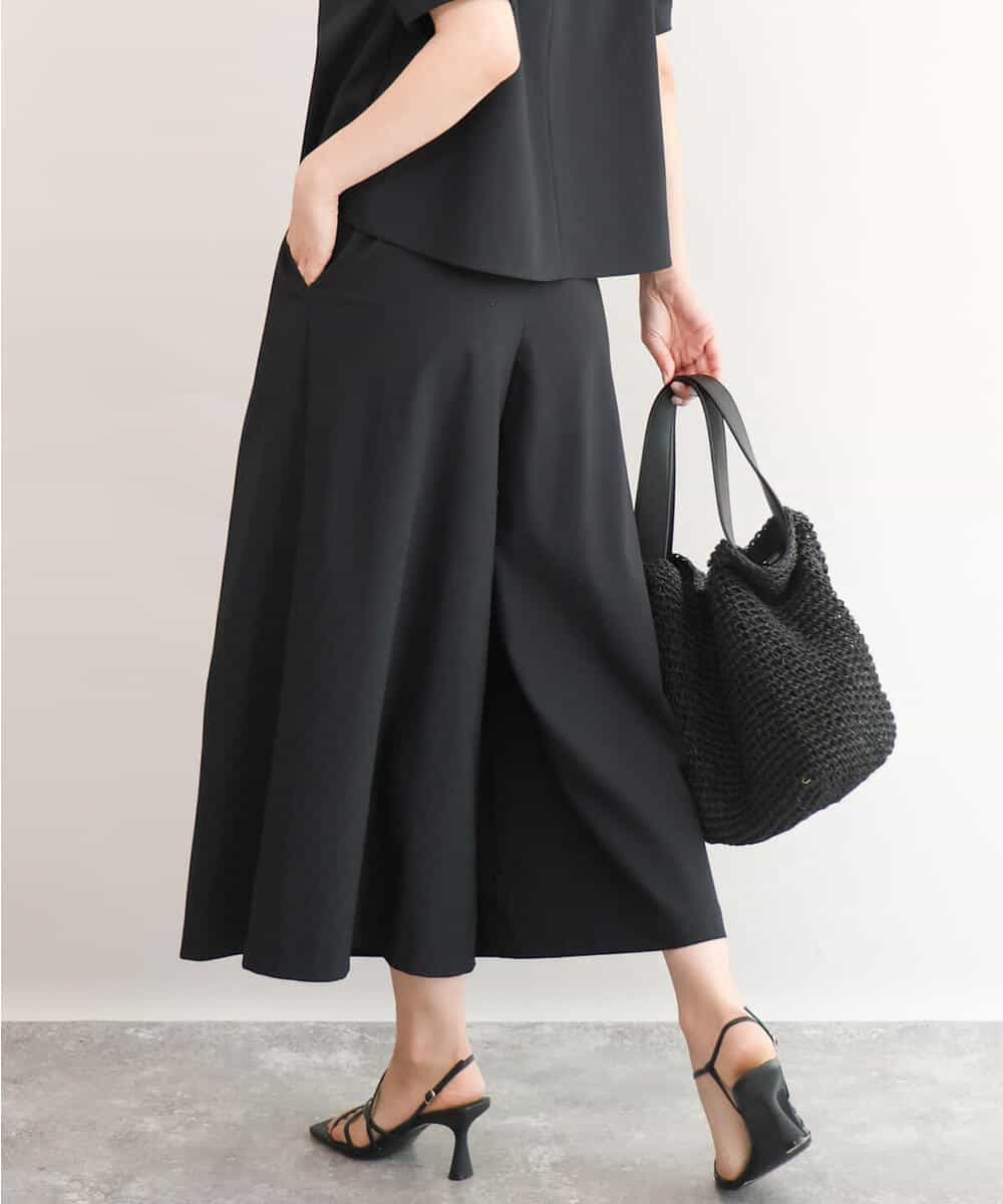 FOLJD76170 MK MICHEL KLEIN(MK ミッシェルクラン) [瞬美シリーズ/UVカット/接触冷感/速乾/洗える]トリコット ワイドクロップドパンツ ブラック