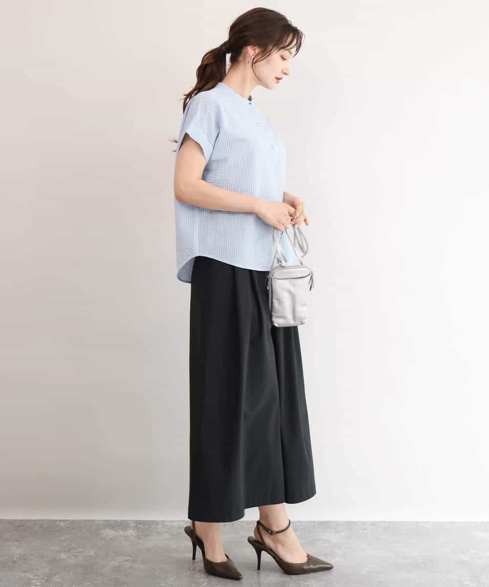 FOLJD76170 MK MICHEL KLEIN(MK ミッシェルクラン) [瞬美シリーズ/UVカット/接触冷感/速乾/洗える]トリコット ワイドクロップドパンツ ブラック