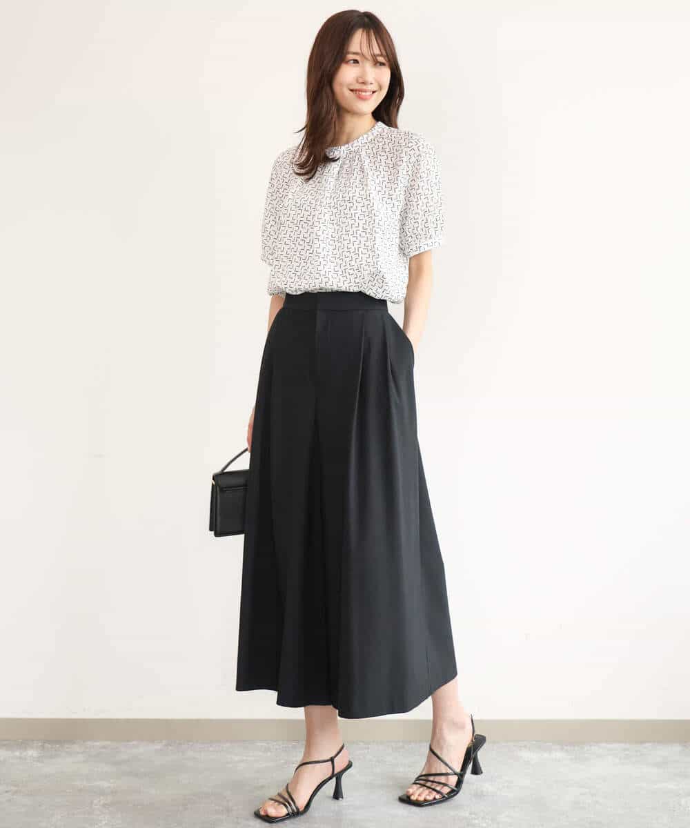 FOLJD76170 MK MICHEL KLEIN(MK ミッシェルクラン) [瞬美シリーズ/UVカット/接触冷感/速乾/洗える]トリコット ワイドクロップドパンツ ブラック