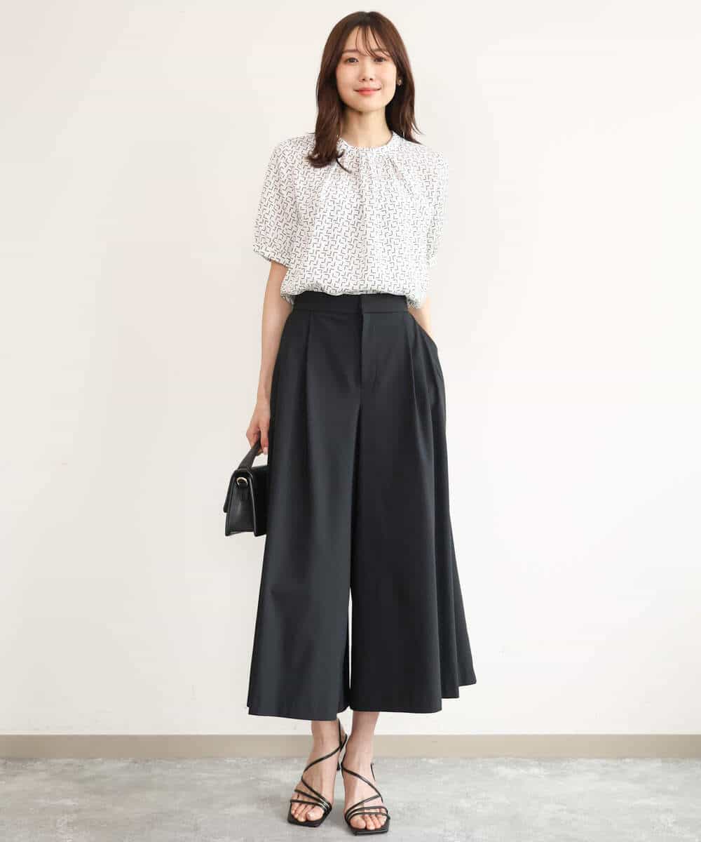 FOLJD76170 MK MICHEL KLEIN(MK ミッシェルクラン) [瞬美シリーズ/UVカット/接触冷感/速乾/洗える]トリコット ワイドクロップドパンツ ブラック