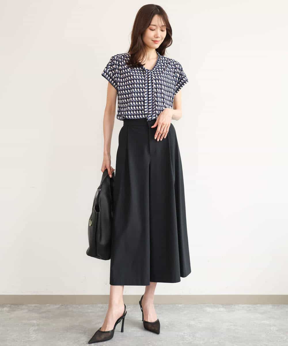 FOLJD76170 MK MICHEL KLEIN(MK ミッシェルクラン) [瞬美シリーズ/UVカット/接触冷感/速乾/洗える]トリコット ワイドクロップドパンツ ブラック