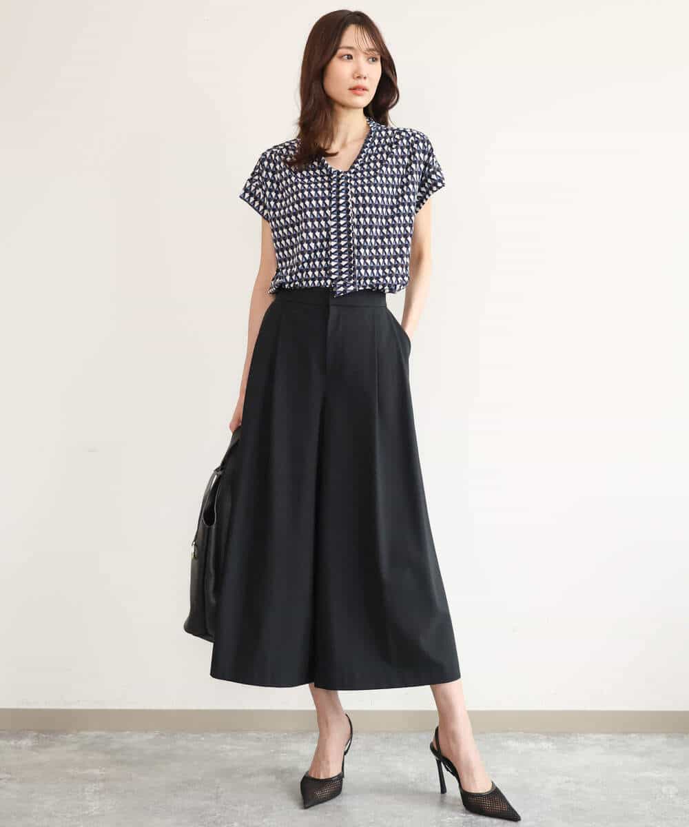 FOLJD76170 MK MICHEL KLEIN(MK ミッシェルクラン) [瞬美シリーズ/UVカット/接触冷感/速乾/洗える]トリコット ワイドクロップドパンツ ブラック