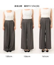FOLJE45160 MK MICHEL KLEIN(MK ミッシェルクラン) [洗える/イージーケア/抗ピリング/ナチュラルストレッチ/ソフトタッチ]ストレートワイドシルエットパンツ（チェック） ダークグレー
