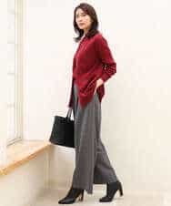 FOLJE45160 MK MICHEL KLEIN(MK ミッシェルクラン) [洗える/イージーケア/抗ピリング/ナチュラルストレッチ/ソフトタッチ]ストレートワイドシルエットパンツ（チェック） ダークグレー