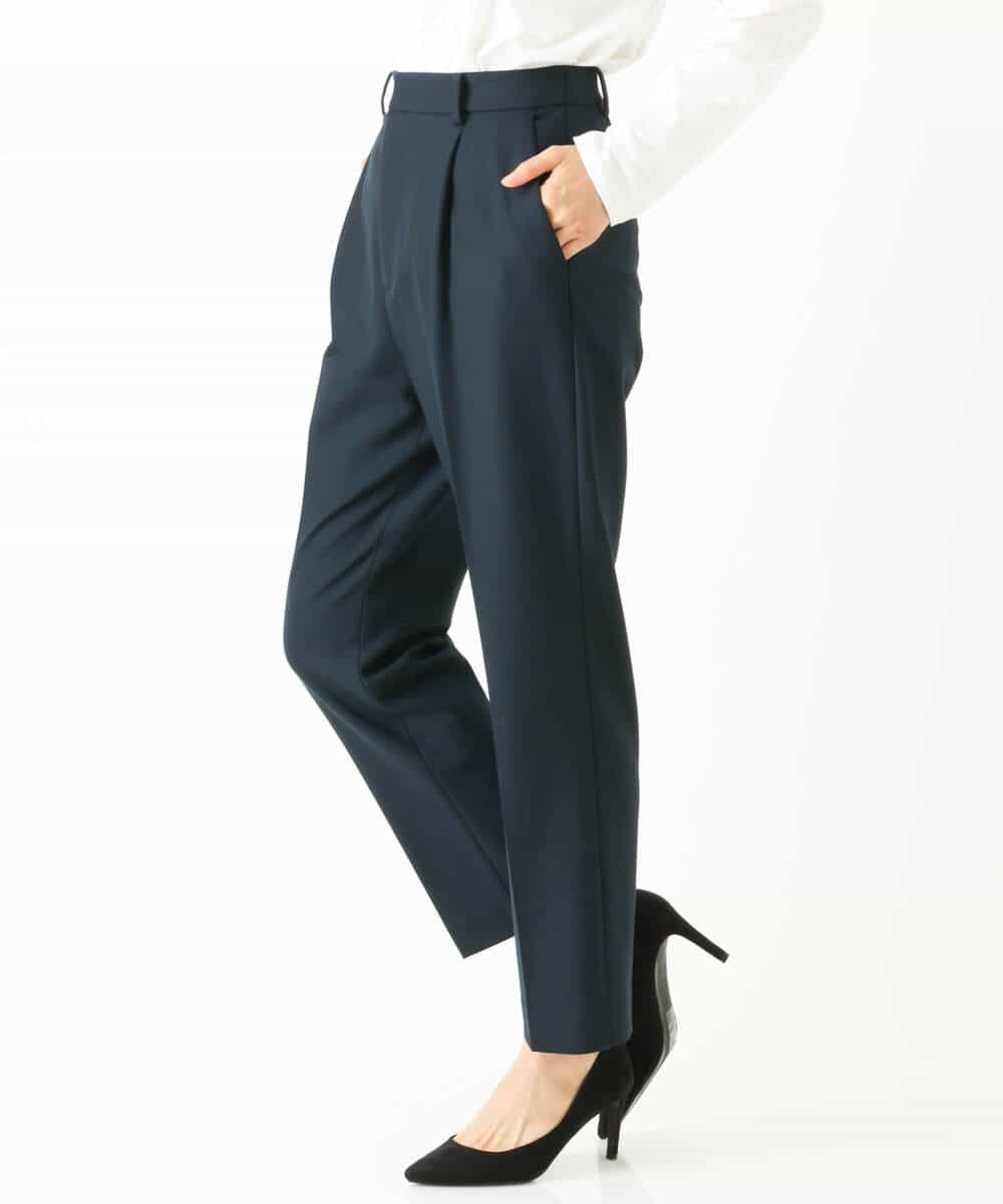 FOLJP36140 MK MICHEL KLEIN(MK ミッシェルクラン) 裏起毛ベーシックテーパードパンツ（無地・チェック）/Comfortシリーズ/洗える ライトグレー（チェック）