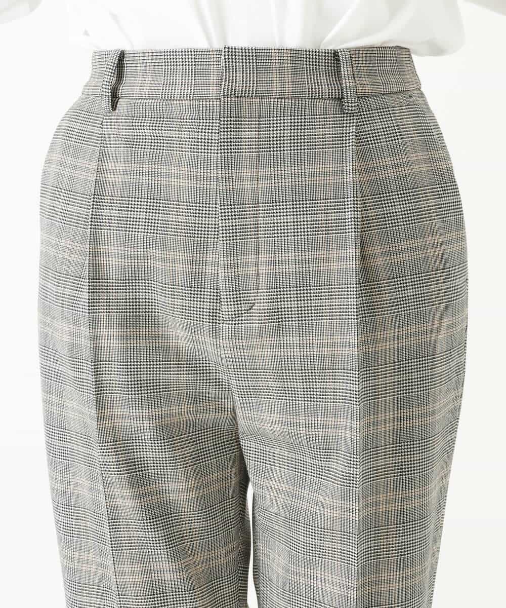 FOLJP36140 MK MICHEL KLEIN(MK ミッシェルクラン) 裏起毛ベーシックテーパードパンツ（無地・チェック）/Comfortシリーズ/洗える ライトグレー（チェック）