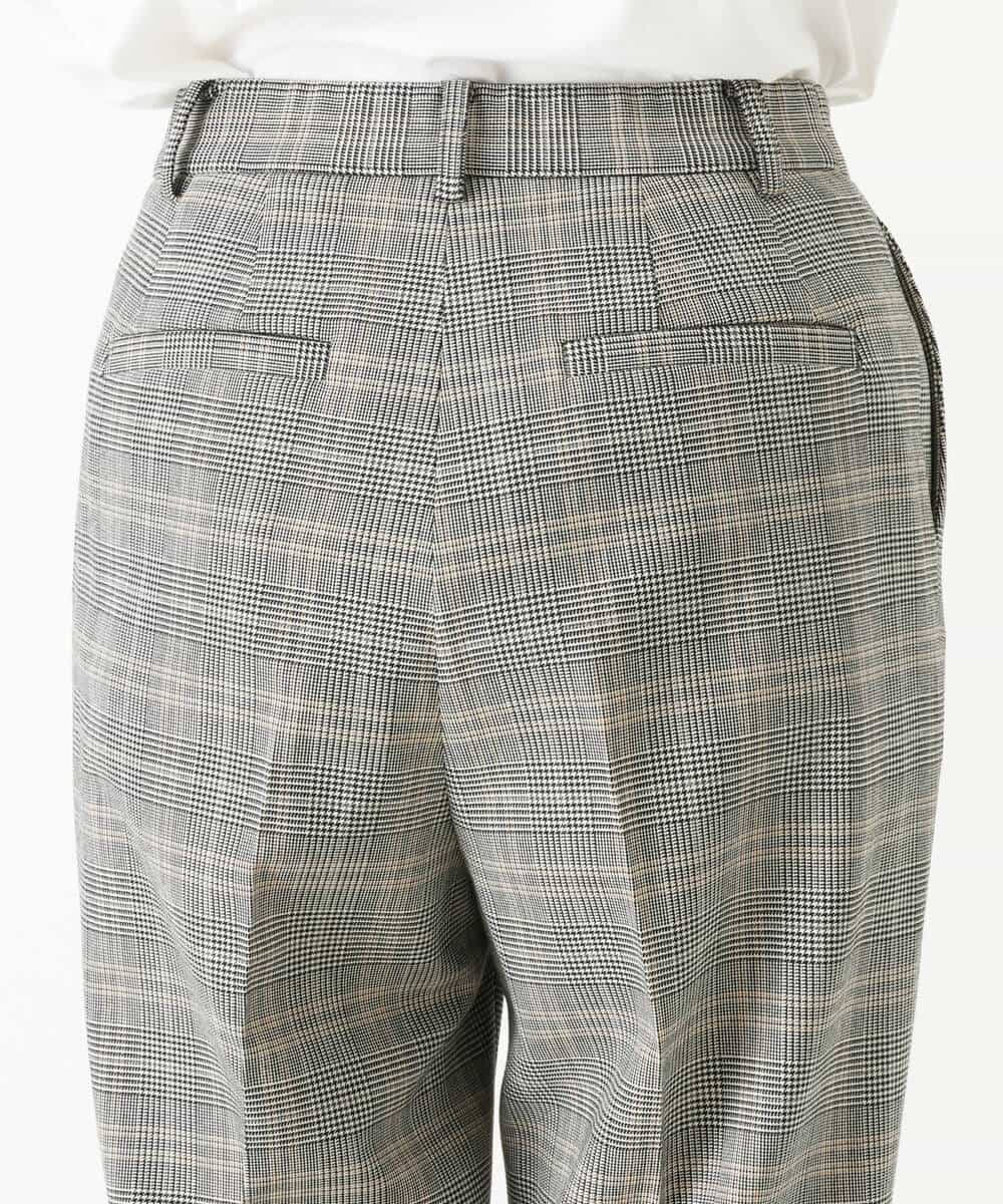 FOLJP36140 MK MICHEL KLEIN(MK ミッシェルクラン) 裏起毛ベーシックテーパードパンツ（無地・チェック）/Comfortシリーズ/洗える ライトグレー（チェック）