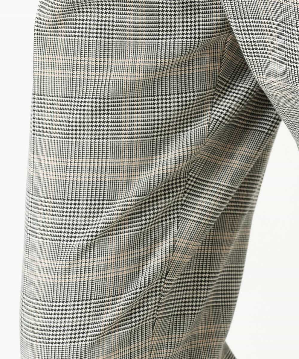 FOLJP36140 MK MICHEL KLEIN(MK ミッシェルクラン) 裏起毛ベーシックテーパードパンツ（無地・チェック）/Comfortシリーズ/洗える ライトグレー（チェック）