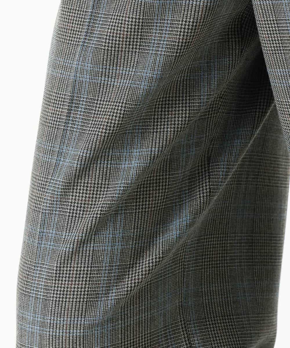 FOLJP36140 MK MICHEL KLEIN(MK ミッシェルクラン) 裏起毛ベーシックテーパードパンツ（無地・チェック）/Comfortシリーズ/洗える ライトグレー（チェック）