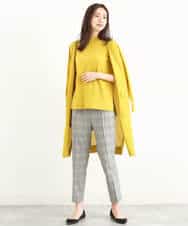 FOLJP36140 MK MICHEL KLEIN(MK ミッシェルクラン) 裏起毛ベーシックテーパードパンツ（無地・チェック）/Comfortシリーズ/洗える ライトグレー（チェック）