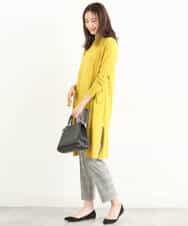 FOLJP36140 MK MICHEL KLEIN(MK ミッシェルクラン) 裏起毛ベーシックテーパードパンツ（無地・チェック）/Comfortシリーズ/洗える ライトグレー（チェック）