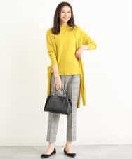FOLJP36140 MK MICHEL KLEIN(MK ミッシェルクラン) 裏起毛ベーシックテーパードパンツ（無地・チェック）/Comfortシリーズ/洗える ライトグレー（チェック）