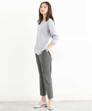 FOLJP36140 MK MICHEL KLEIN(MK ミッシェルクラン) 裏起毛ベーシックテーパードパンツ（無地・チェック）/Comfortシリーズ/洗える ライトグレー（チェック）