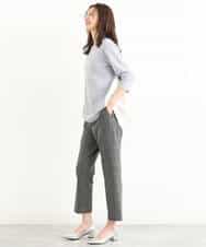 FOLJP36140 MK MICHEL KLEIN(MK ミッシェルクラン) 裏起毛ベーシックテーパードパンツ（無地・チェック）/Comfortシリーズ/洗える ライトグレー（チェック）