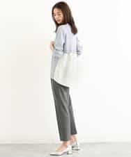 FOLJP36140 MK MICHEL KLEIN(MK ミッシェルクラン) 裏起毛ベーシックテーパードパンツ（無地・チェック）/Comfortシリーズ/洗える ライトグレー（チェック）