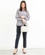 FOLJP36140 MK MICHEL KLEIN(MK ミッシェルクラン) 裏起毛ベーシックテーパードパンツ（無地・チェック）/Comfortシリーズ/洗える ライトグレー（チェック）