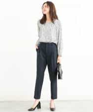 FOLJP36140 MK MICHEL KLEIN(MK ミッシェルクラン) 裏起毛ベーシックテーパードパンツ（無地・チェック）/Comfortシリーズ/洗える ライトグレー（チェック）