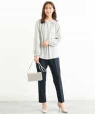FOLJP36140 MK MICHEL KLEIN(MK ミッシェルクラン) 裏起毛ベーシックテーパードパンツ（無地・チェック）/Comfortシリーズ/洗える ライトグレー（チェック）