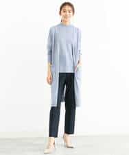 FOLJP36140 MK MICHEL KLEIN(MK ミッシェルクラン) 裏起毛ベーシックテーパードパンツ（無地・チェック）/Comfortシリーズ/洗える ライトグレー（チェック）